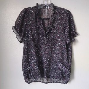 Petticoat Vintage Sheer Floral Smock Blouse